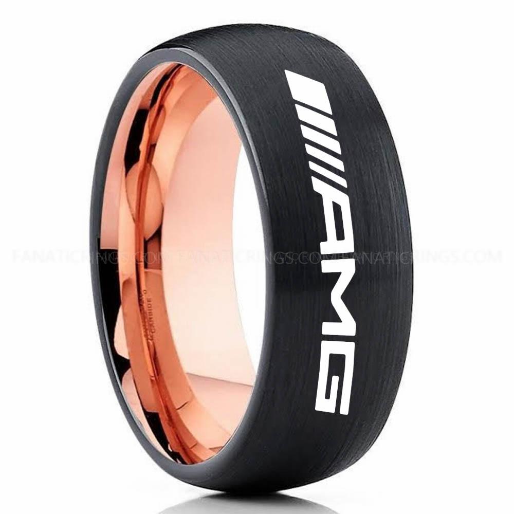 AMG Black Pink 3 Mercedes AMG Ring, Mercedes Benz AMG Wedding Ring, Mercedes Benz AMG Wedding Ring, Mercedes AMG Jewelry - Image 1