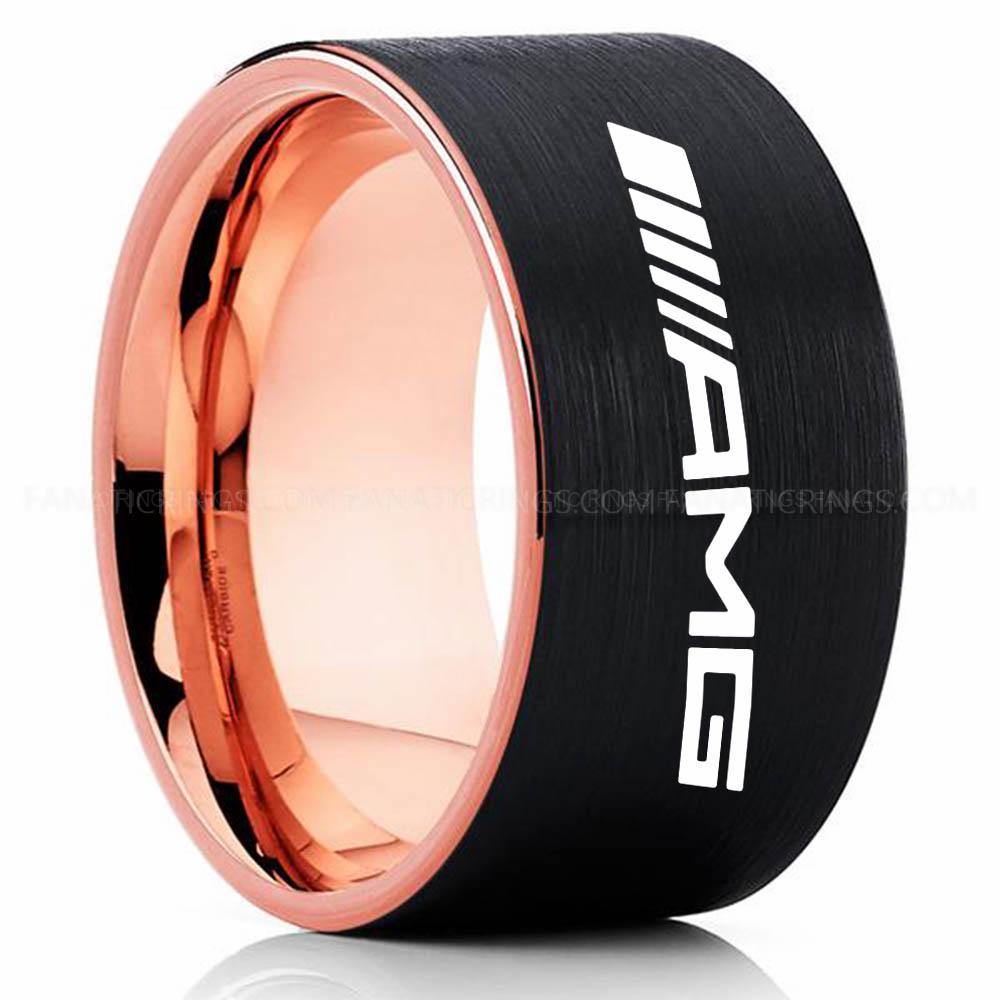 AMG Black Pink Mercedes AMG Ring, Mercedes Benz AMG Wedding Ring, Mercedes Benz AMG Wedding Ring, Mercedes AMG Jewelry - Image 1