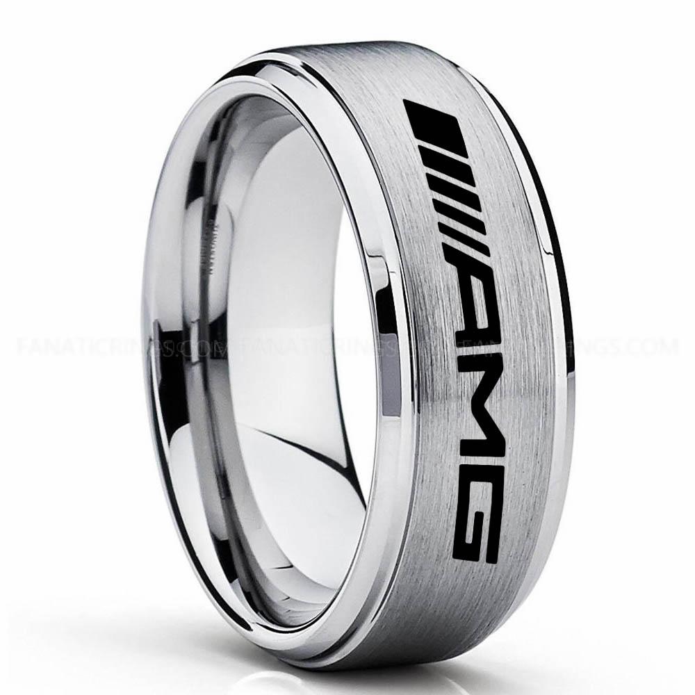 AMG Silver 2 Mercedes AMG Ring, Mercedes Benz AMG Wedding Ring, Mercedes Benz AMG Wedding Ring, Mercedes AMG Jewelry - Image 1