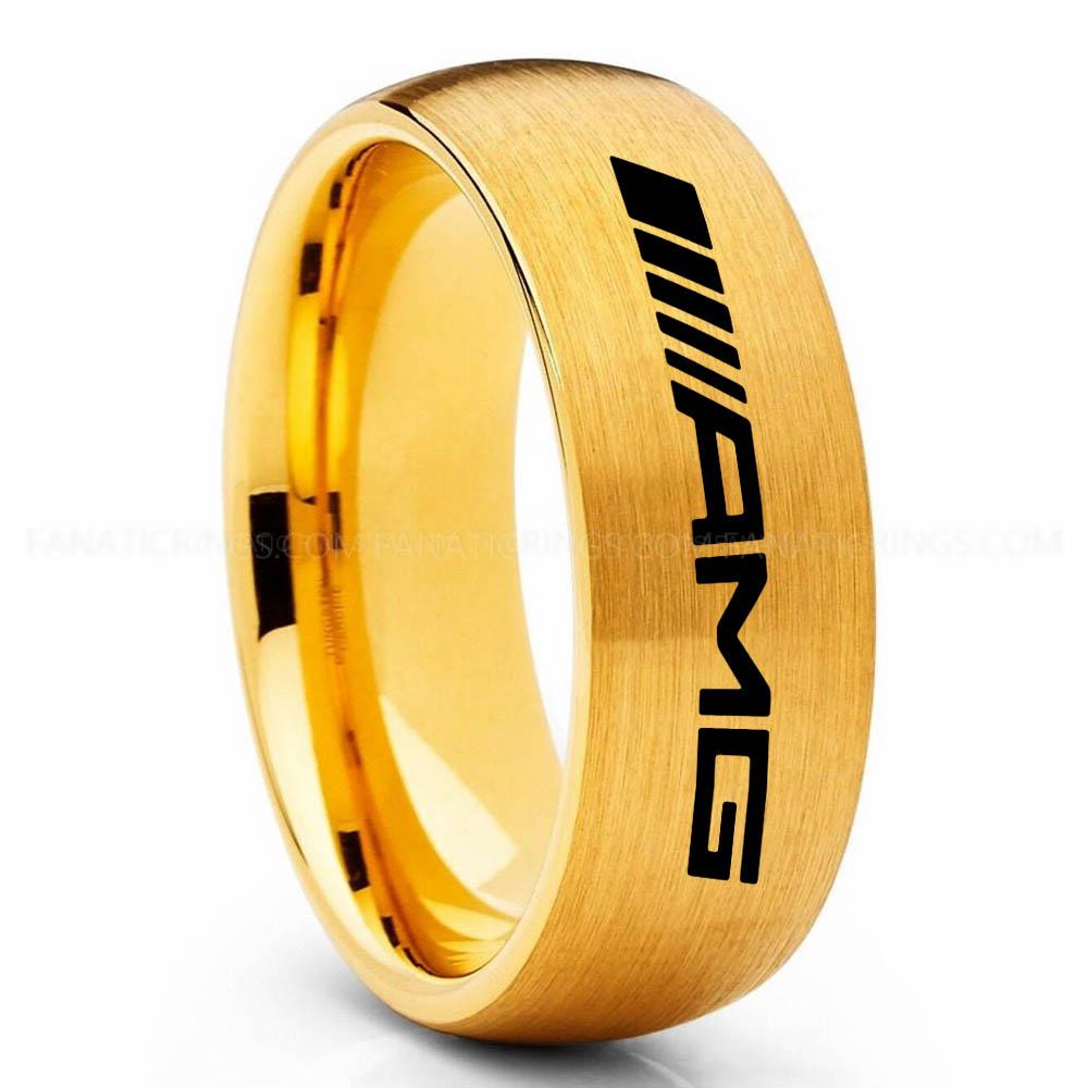 AMG Yellow Mercedes AMG Ring, Mercedes Benz AMG Wedding Ring, Mercedes Benz AMG Wedding Ring, Mercedes AMG Jewelry - Image 1