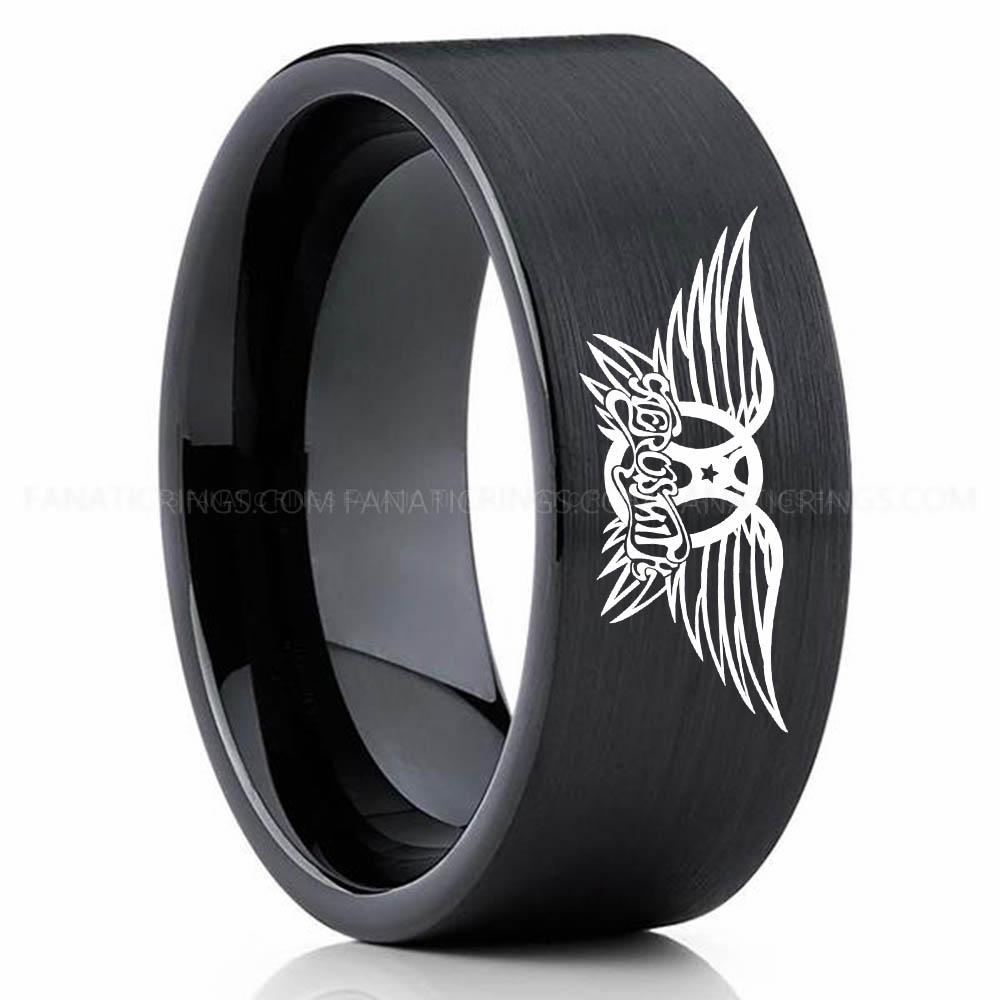 Aerosmith Black 2 Aerosmith Ring, Aerosmith Wedding Band, Aerosmith Wedding Ring, Aerosmith Jewelry - Image 1