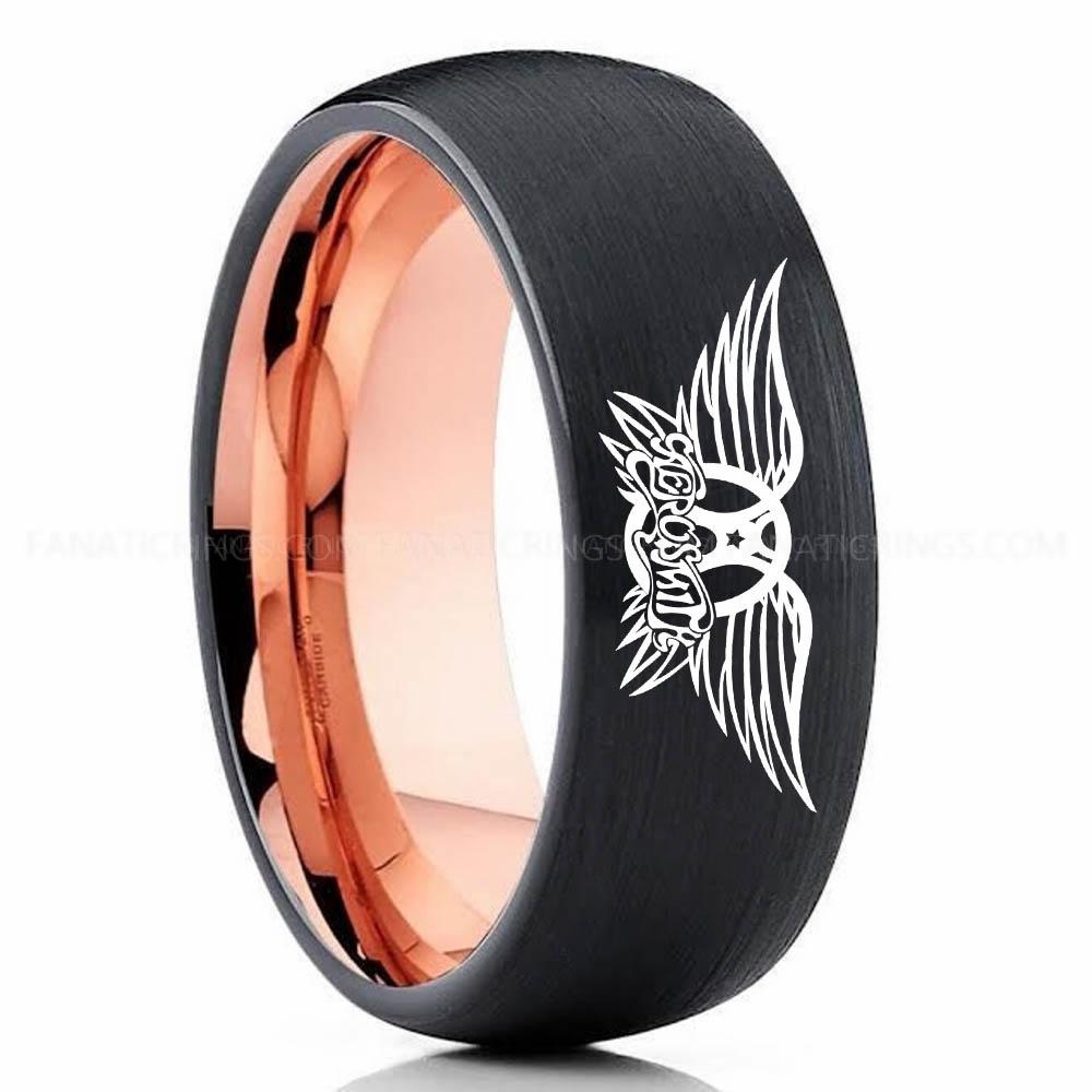 Aerosmith Black Pink 3 Aerosmith Ring, Aerosmith Wedding Band, Aerosmith Wedding Ring, Aerosmith Jewelry - Image 1