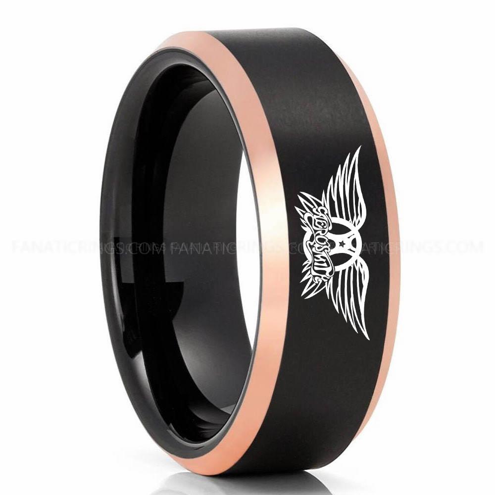 Aerosmith Black Pink 4 Aerosmith Ring, Aerosmith Wedding Band, Aerosmith Wedding Ring, Aerosmith Jewelry - Image 1