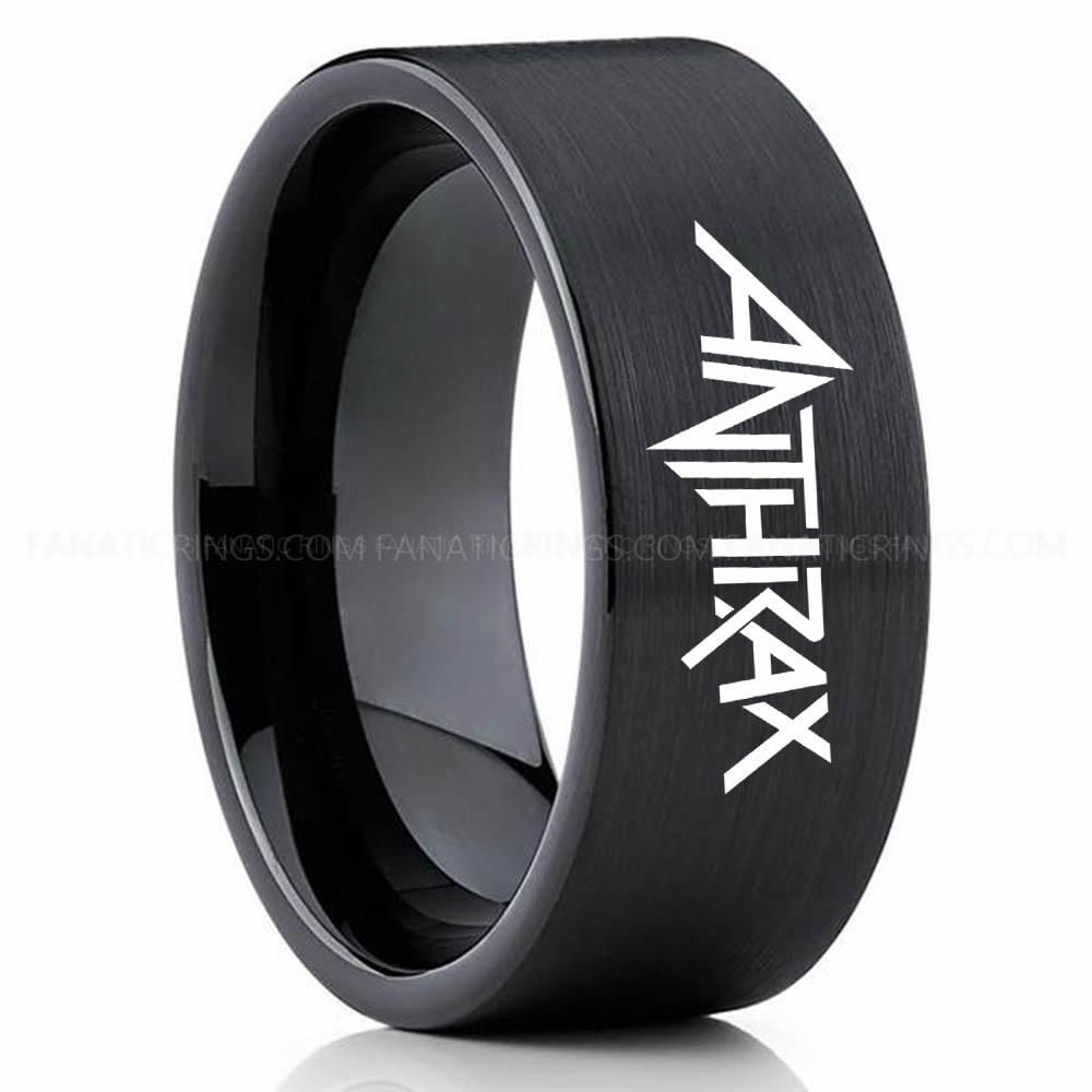 Anthrax Black 2 Anthrax Ring, Anthrax Wedding Band, Anthrax Wedding Ring, Anthrax Jewelry - Image 1