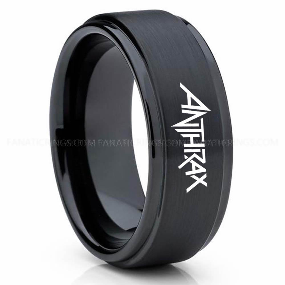 Anthrax Black 3 Anthrax Ring, Anthrax Wedding Band, Anthrax Wedding Ring, Anthrax Jewelry - Image 1