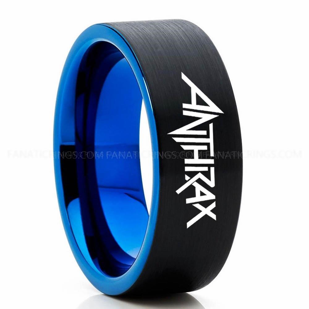 Anthrax Black Blue Anthrax Ring, Anthrax Wedding Band, Anthrax Wedding Ring, Anthrax Jewelry - Image 1