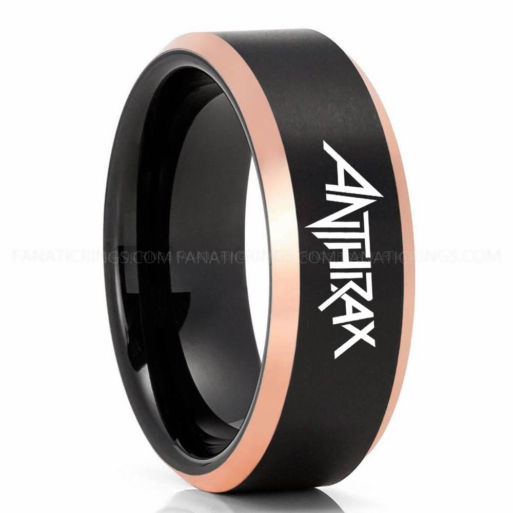 Anthrax Black Pink Anthrax Ring, Anthrax Wedding Band, Anthrax Wedding Ring, Anthrax Jewelry - Image 1