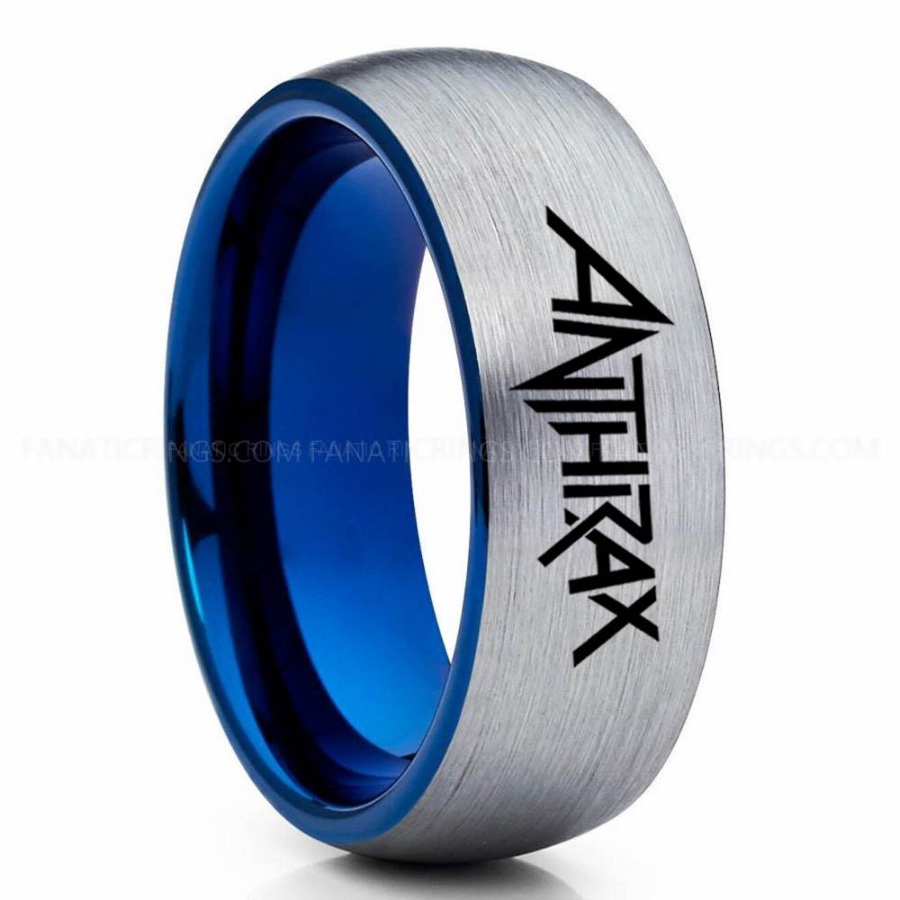 Anthrax Silver 2 Anthrax Ring, Anthrax Wedding Band, Anthrax Wedding Ring, Anthrax Jewelry - Image 1