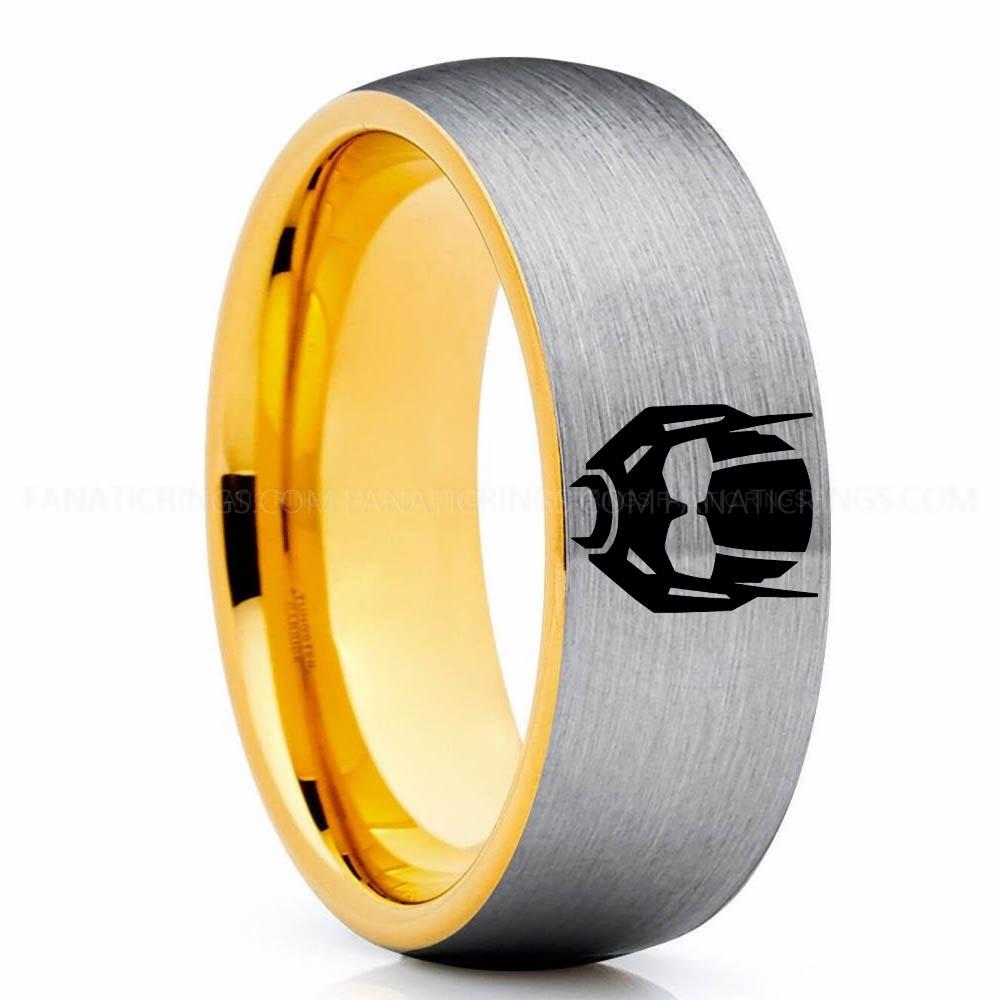 Antman Silver Yellow Ant Man Ring, Ant Man Wedding Band, Ant Man Wedding Ring, Ant Man Jewelry - Image 1