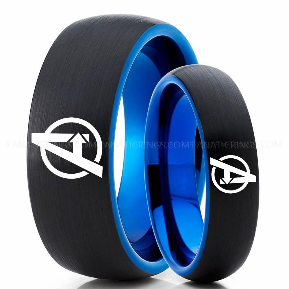 Avengers Black Blue (3) Avengers Ring, Avengers Wedding Band, Avengers Wedding Ring, Avengers Jewelry - Image 1