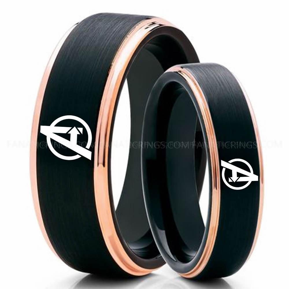 Avengers Black Pink (2) Avengers Ring, Avengers Wedding Band, Avengers Wedding Ring, Avengers Jewelry - Image 1