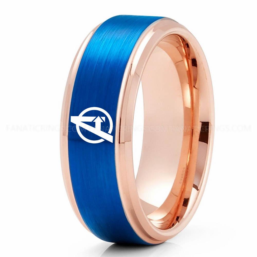 Avengers Blue Pink Avengers Ring, Avengers Wedding Band, Avengers Wedding Ring, Avengers Jewelry - Image 1