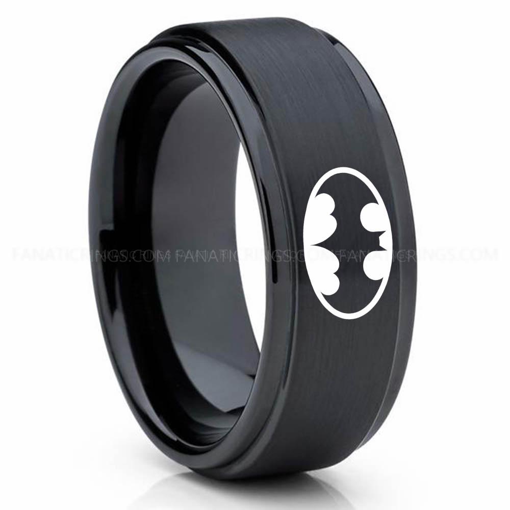 Batman 1 Black Batman Ring, Batman Wedding Band, Batman Wedding Ring, Batman Jewelry - Image 1