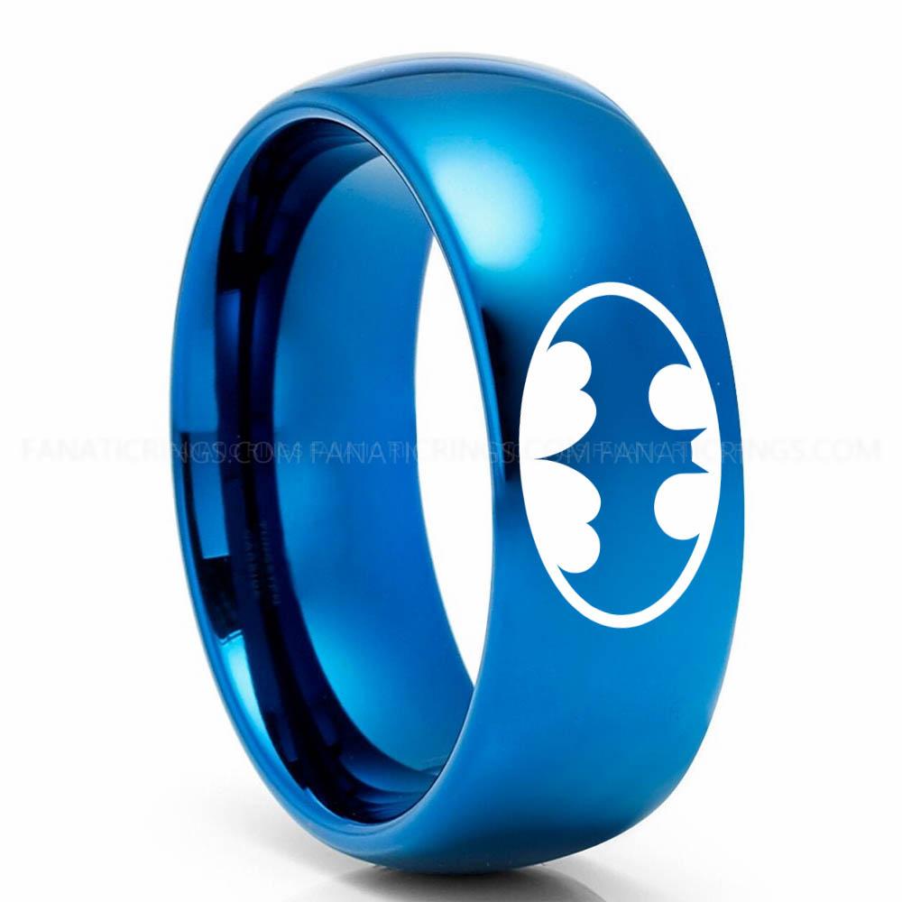Batman 1 Blue 2 Batman Ring, Batman Wedding Band, Batman Wedding Ring, Batman Jewelry - Image 1