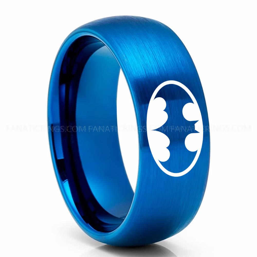 Batman 1 Blue Batman Ring, Batman Wedding Band, Batman Wedding Ring, Batman Jewelry - Image 1