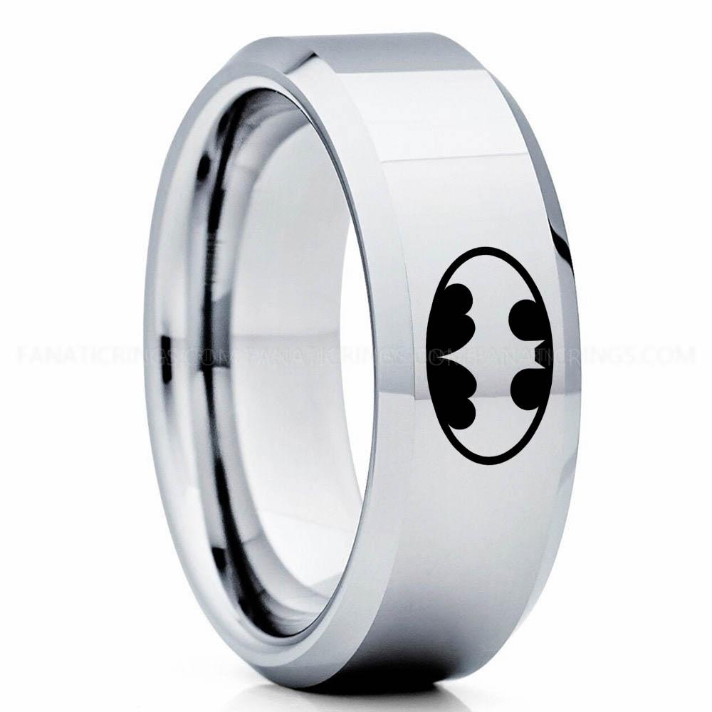 Batman 1 Silver 3 Batman Ring, Batman Wedding Band, Batman Wedding Ring, Batman Jewelry - Image 1