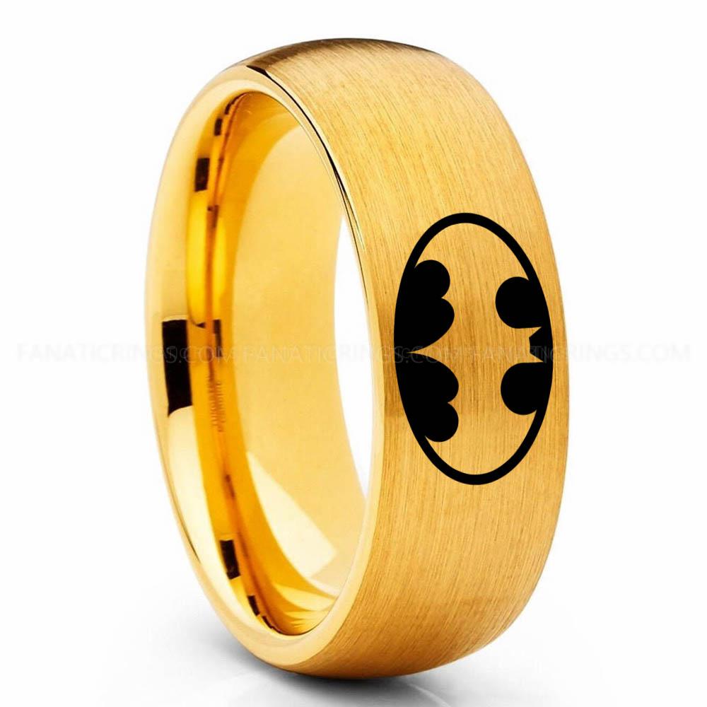 Batman 1 Yellow Batman Ring, Batman Wedding Band, Batman Wedding Ring, Batman Jewelry - Image 1
