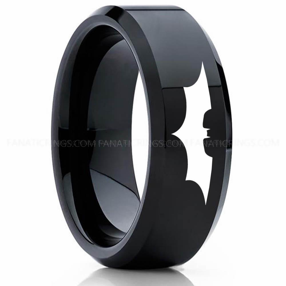 Batman 2 Black 2 Batman Ring, Batman Wedding Band, Batman Wedding Ring, Batman Jewelry - Image 1
