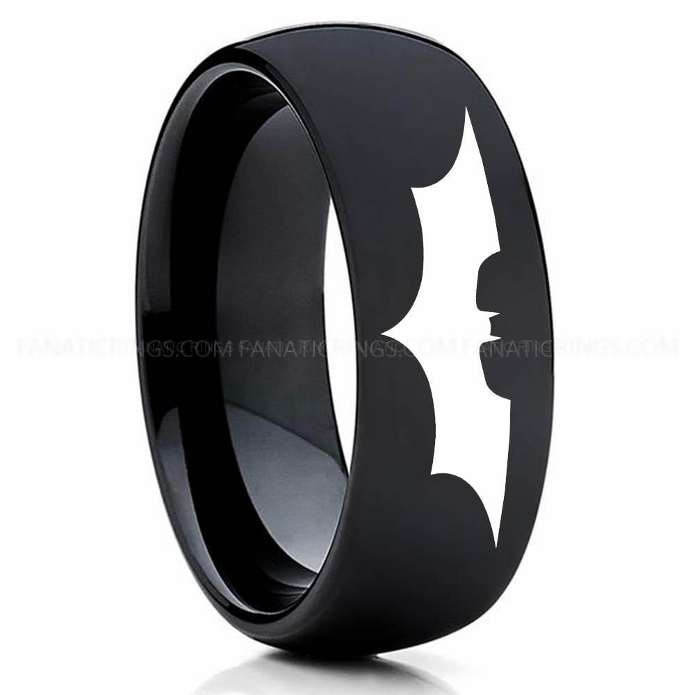Batman 2 Black 3 Batman Ring, Batman Wedding Band, Batman Wedding Ring, Batman Jewelry - Image 1