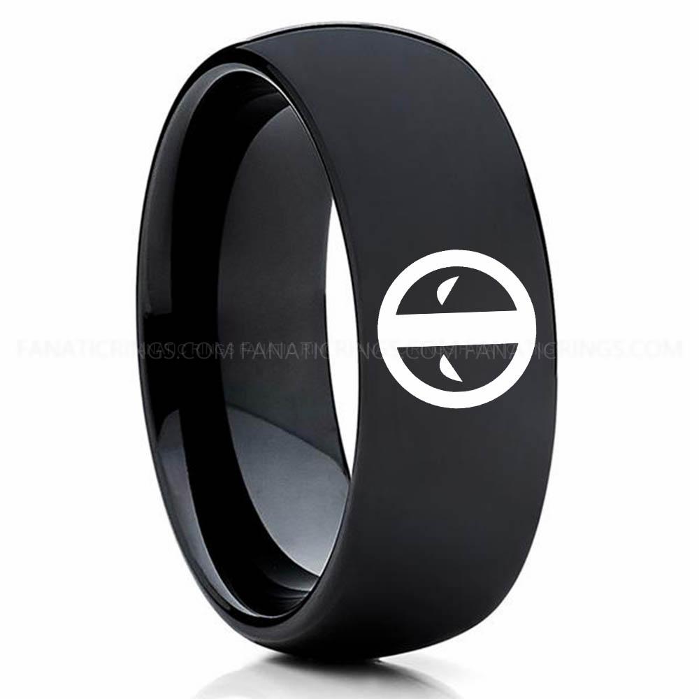 Batman 3 Black 3 Deadpool Ring, Deadpool Wedding Band, Deadpool Wedding Ring, Deadpool Jewelry - Image 1
