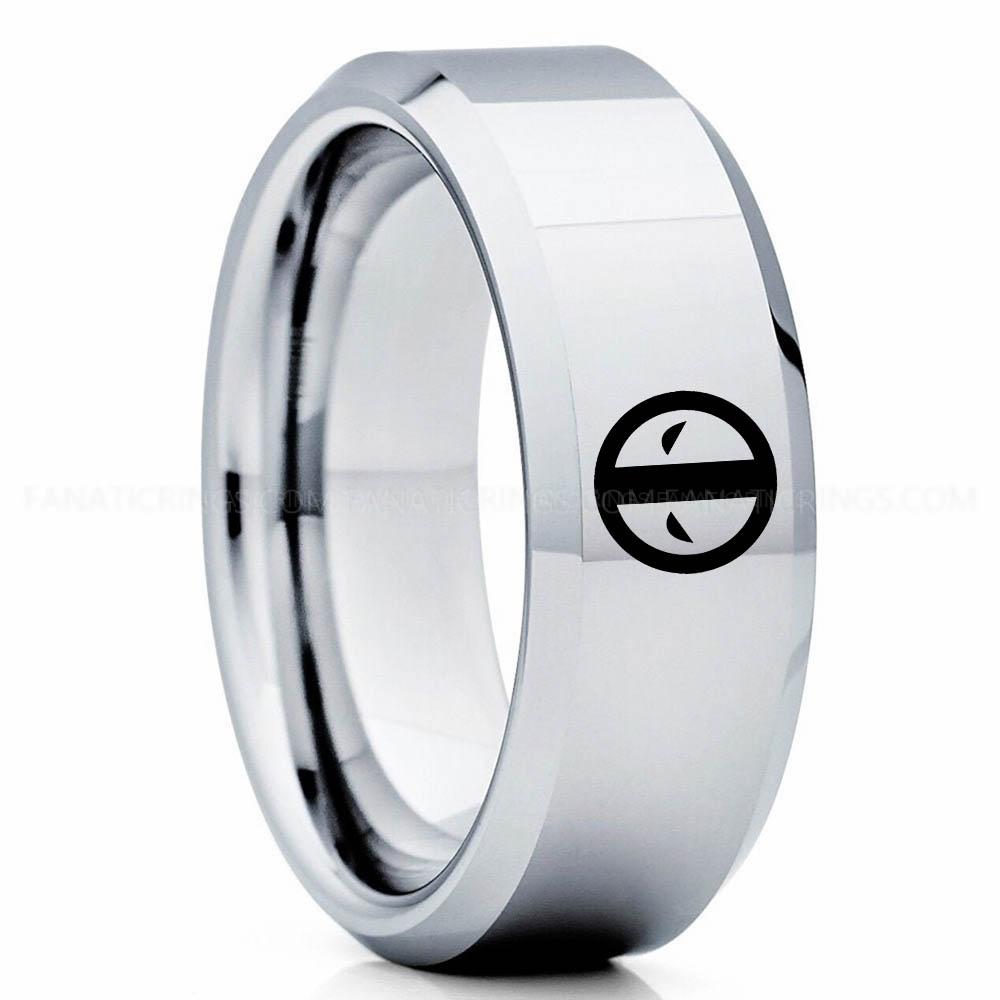 Batman 3 Silver 3 Deadpool Ring, Deadpool Wedding Band, Deadpool Wedding Ring, Deadpool Jewelry - Image 1