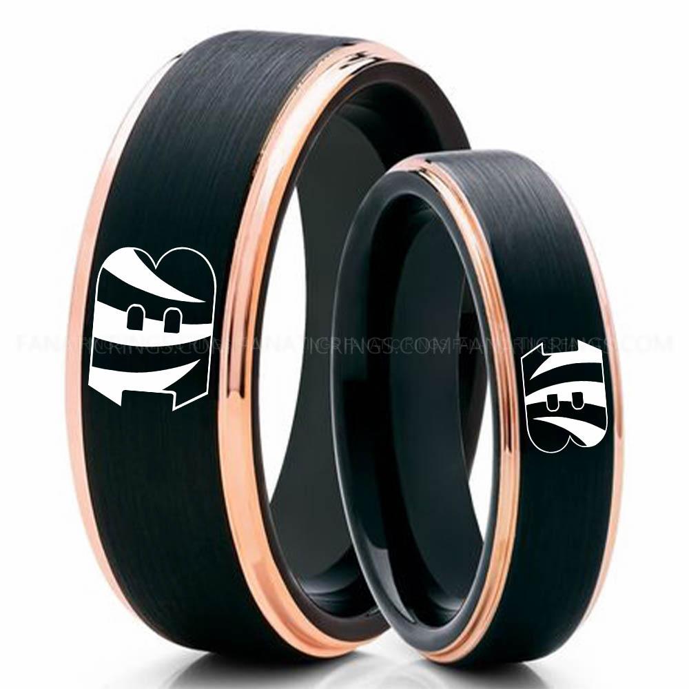 Bengals Black Pink (2) Bengals Ring, Bengals Wedding Band, Bengals Wedding Ring, Bengals Jewelry - Image 1