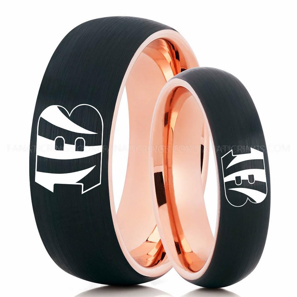 Bengals Black Pink (3) Bengals Ring, Bengals Wedding Band, Bengals Wedding Ring, Bengals Jewelry - Image 1