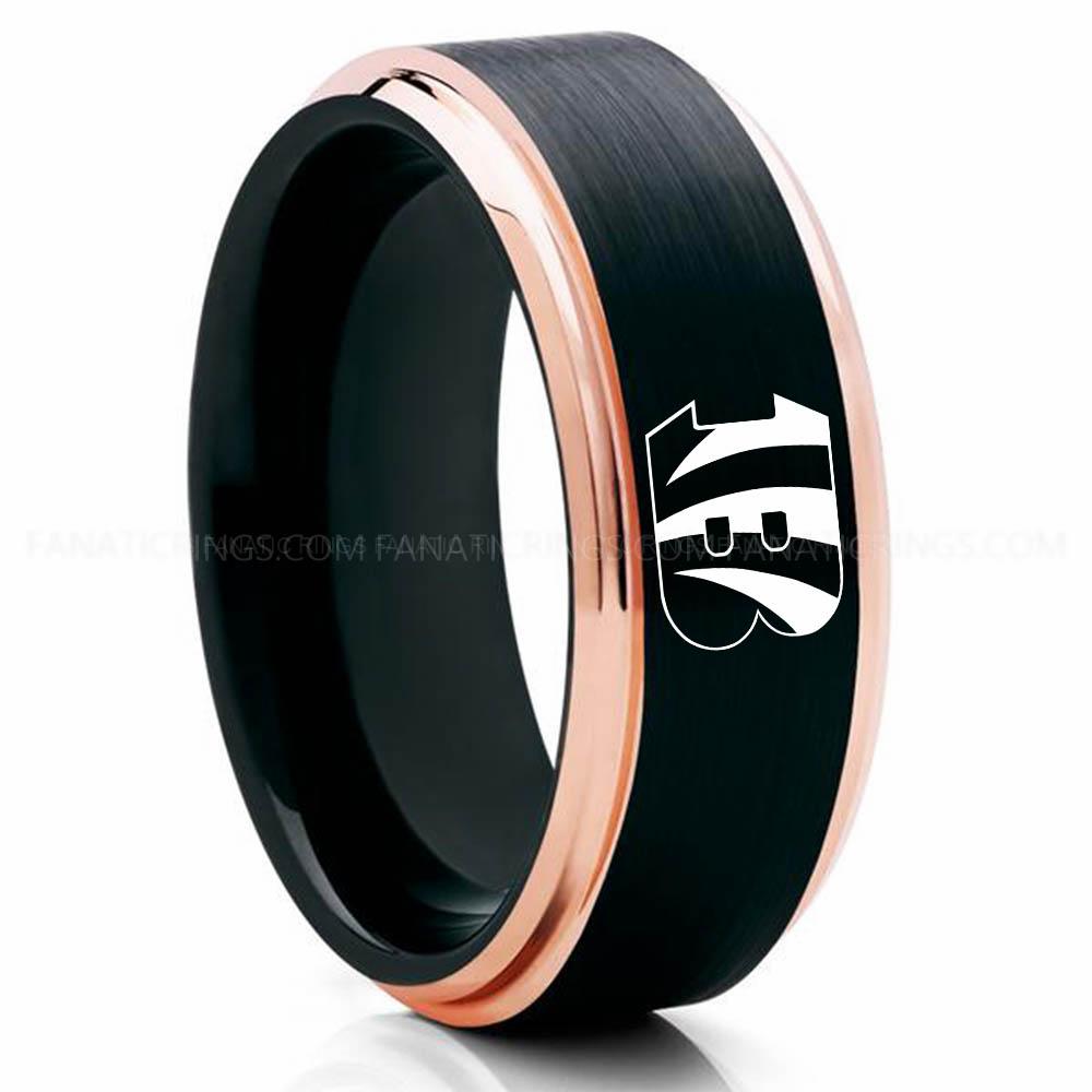 Bengals Black Pink (4) Bengals Ring, Bengals Wedding Band, Bengals Wedding Ring, Bengals Jewelry - Image 1