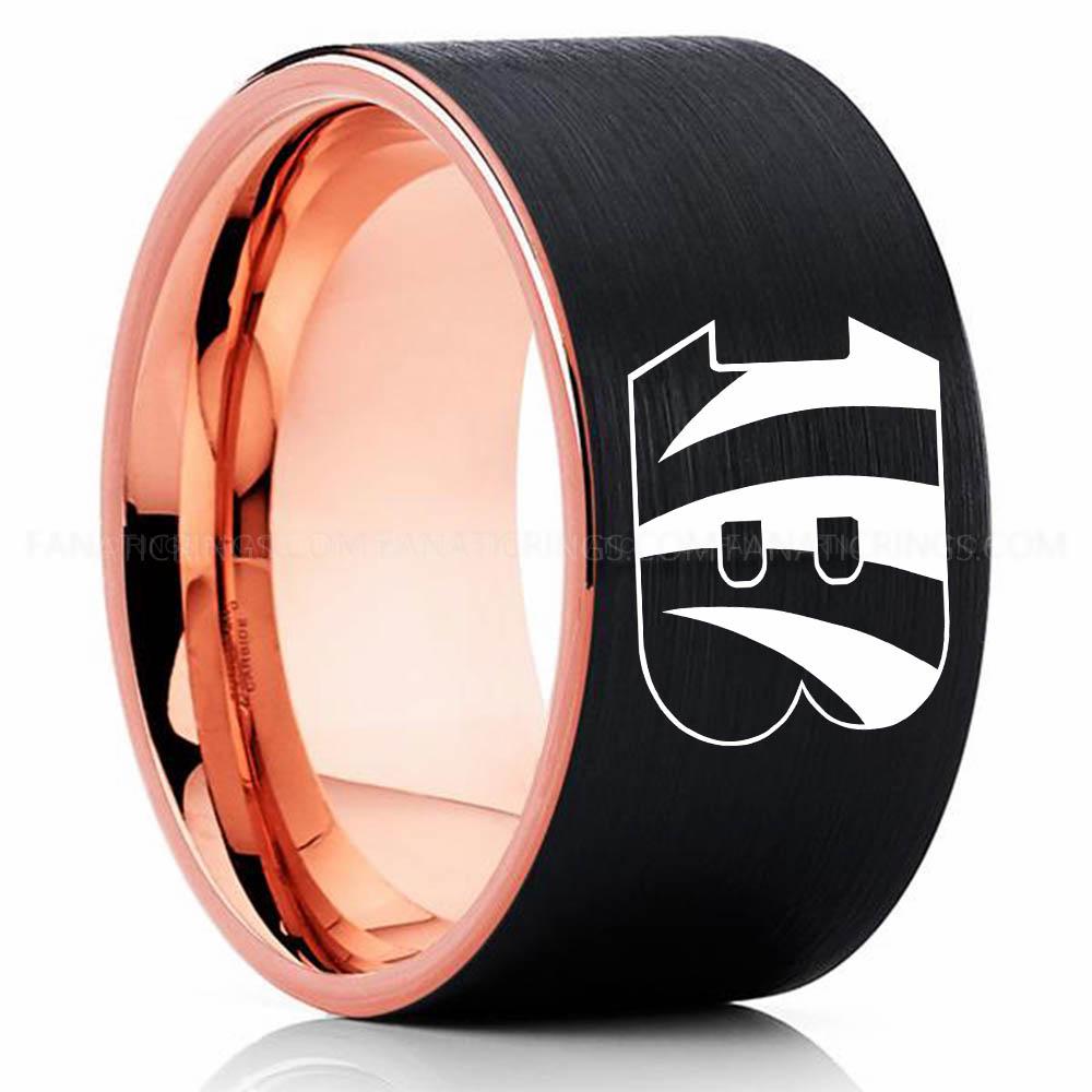 Bengals Black Pink (5) Bengals Ring, Bengals Wedding Band, Bengals Wedding Ring, Bengals Jewelry - Image 1
