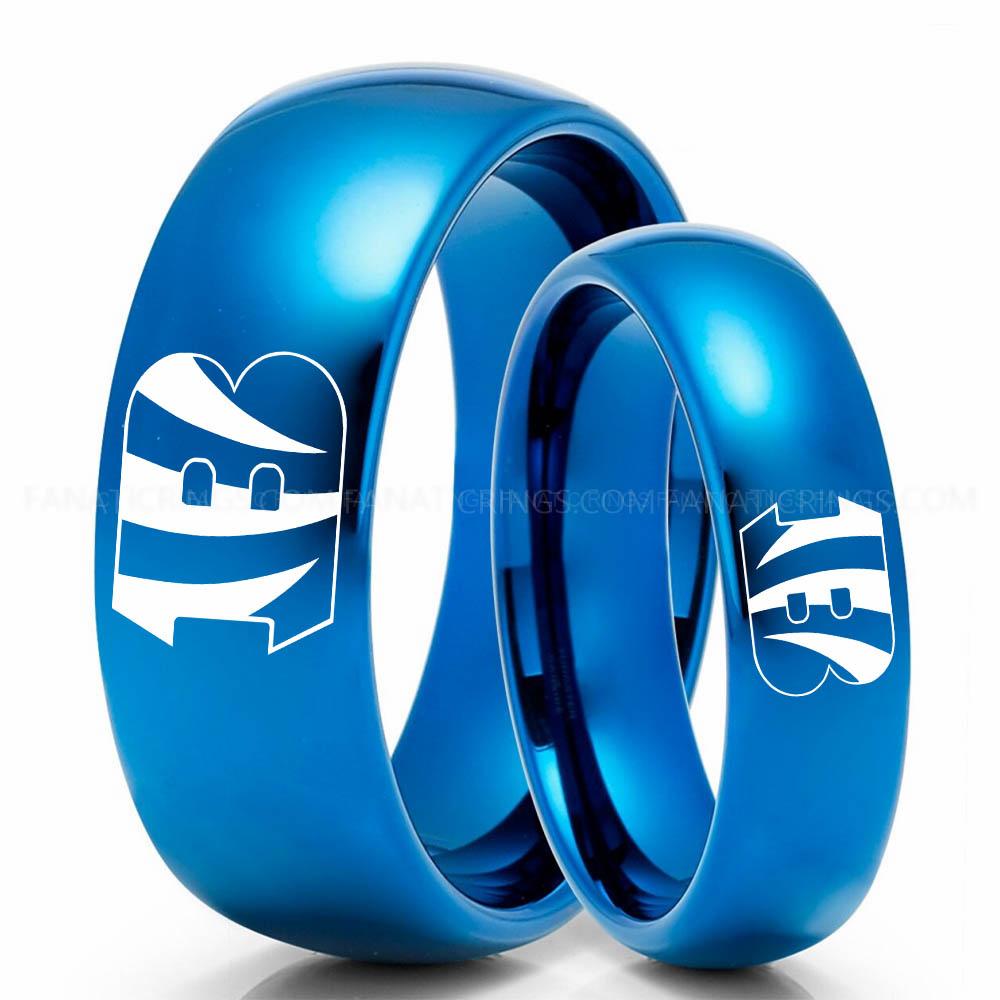 Bengals Blue Bengals Ring, Bengals Wedding Band, Bengals Wedding Ring, Bengals Jewelry - Image 1