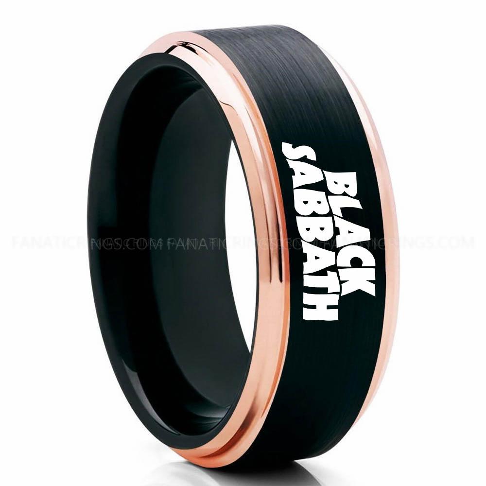 Black Sabbath Black Pink 2 Black Sabbath Ring, Black Sabbath Wedding Band, Black Sabbath Wedding Ring, Black Sabbath Jewelry - Image 1
