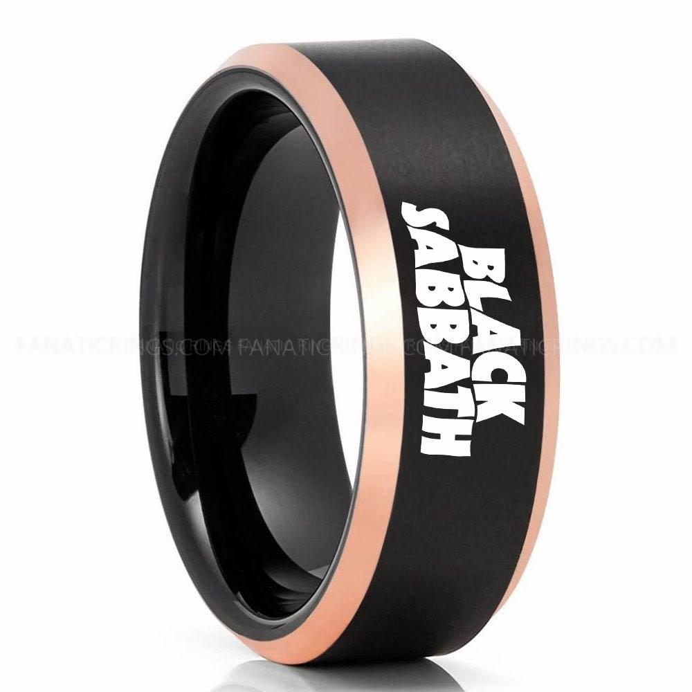 Black Sabbath Black Pink 4 Black Sabbath Ring, Black Sabbath Wedding Band, Black Sabbath Wedding Ring, Black Sabbath Jewelry - Image 1