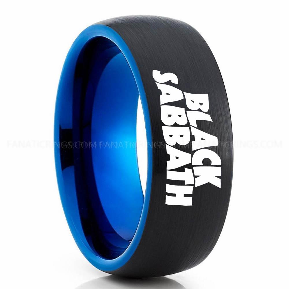Black Sabbath Black blue 2 Black Sabbath Ring, Black Sabbath Wedding Band, Black Sabbath Wedding Ring, Black Sabbath Jewelry - Image 1