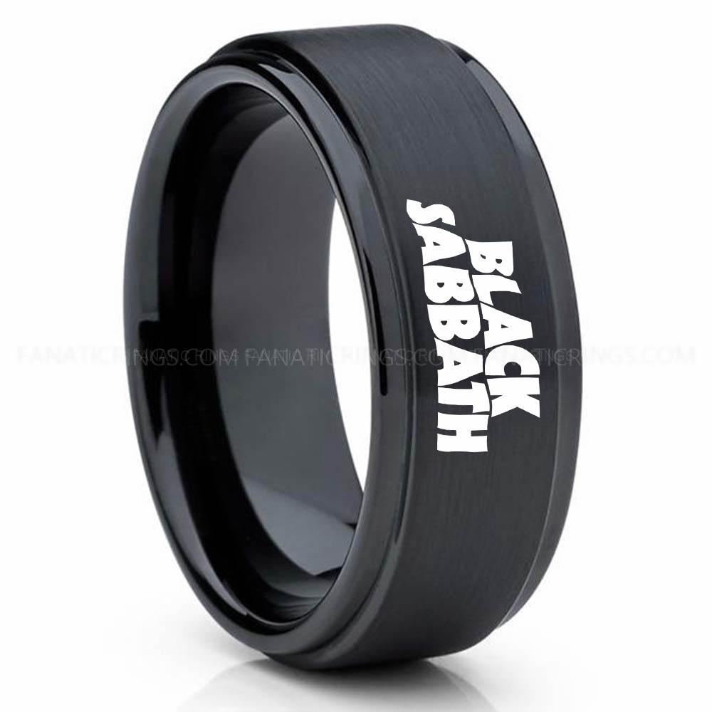 Black Sabbath Black Black Sabbath Ring, Black Sabbath Wedding Band, Black Sabbath Wedding Ring, Black Sabbath Jewelry - Image 1