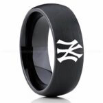 Yankees Ring, Yankees Wedding Ring, Baseball Wedding Ring, Baseball Ring, Black Wedding Ring, Baseball Wedding Band, Baseball Jewelry