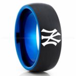Yankees Ring, Yankees Wedding Ring, Baseball Wedding Ring, Baseball Ring, Black Wedding Ring, Baseball Wedding Band, Baseball Jewelry