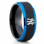 Yankees Ring, Yankees Wedding Ring, Baseball Wedding Ring, Baseball Ring, Black Wedding Ring, Baseball Wedding Band, Baseball Jewelry