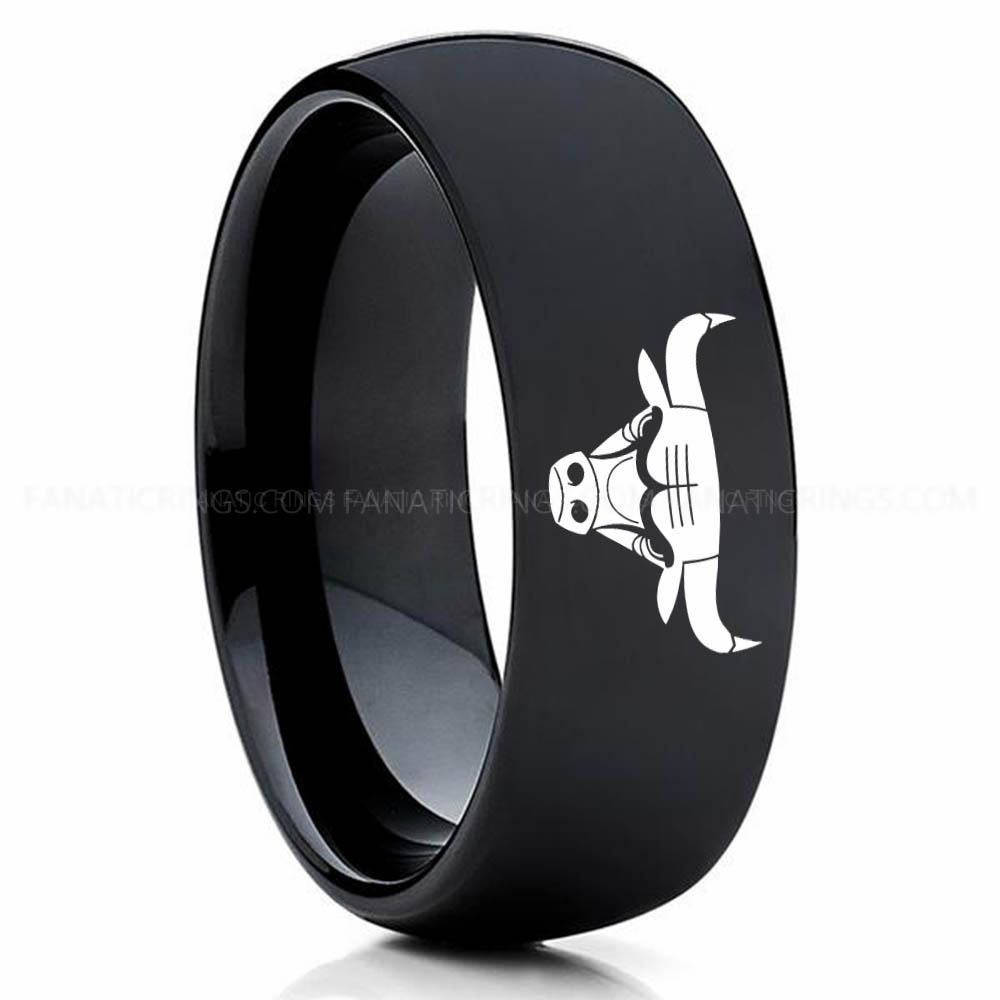 Bulls Black 3 Bulls Ring, Bulls Wedding Band, Bulls Wedding Ring, Basketball Jewelry - Image 1