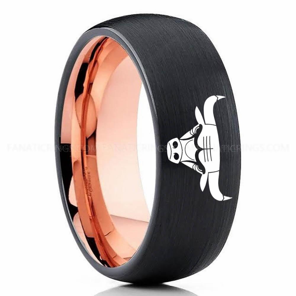 Bulls Black Pink 2 Bulls Ring, Bulls Wedding Band, Bulls Wedding Ring, Basketball Jewelry - Image 1