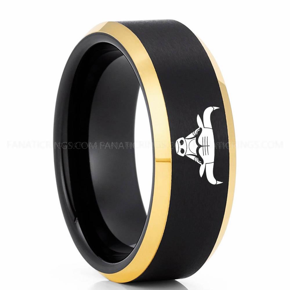 Bulls Black Yellow Bulls Ring, Bulls Wedding Band, Bulls Wedding Ring, Basketball Jewelry - Image 1