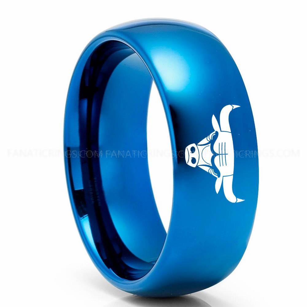 Bulls Blue Bulls Ring, Bulls Wedding Band, Bulls Wedding Ring, Basketball Jewelry - Image 1