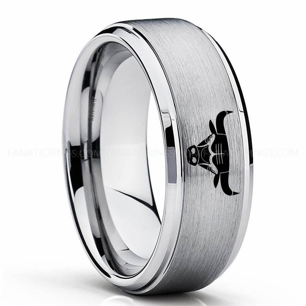 Bulls Silver 2 Bulls Ring, Bulls Wedding Band, Bulls Wedding Ring, Basketball Jewelry - Image 1
