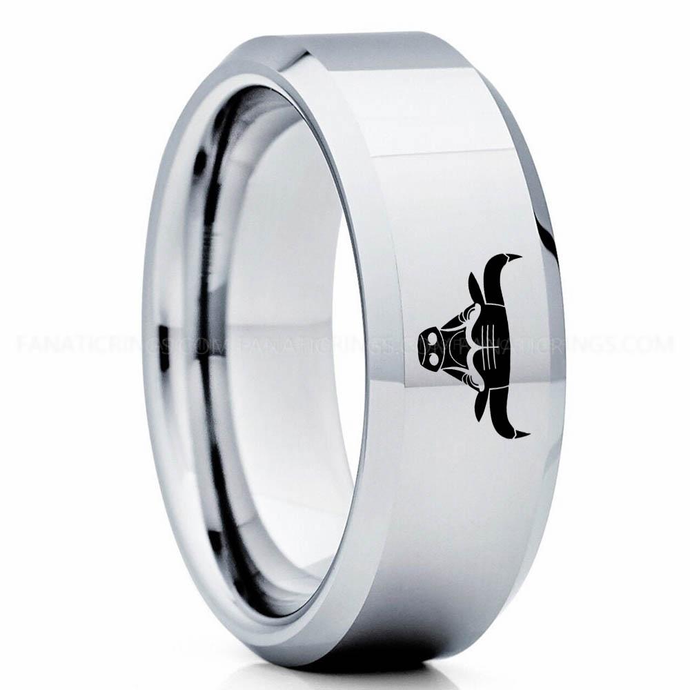 Bulls Silver 3 Bulls Ring, Bulls Wedding Band, Bulls Wedding Ring, Basketball Jewelry - Image 1