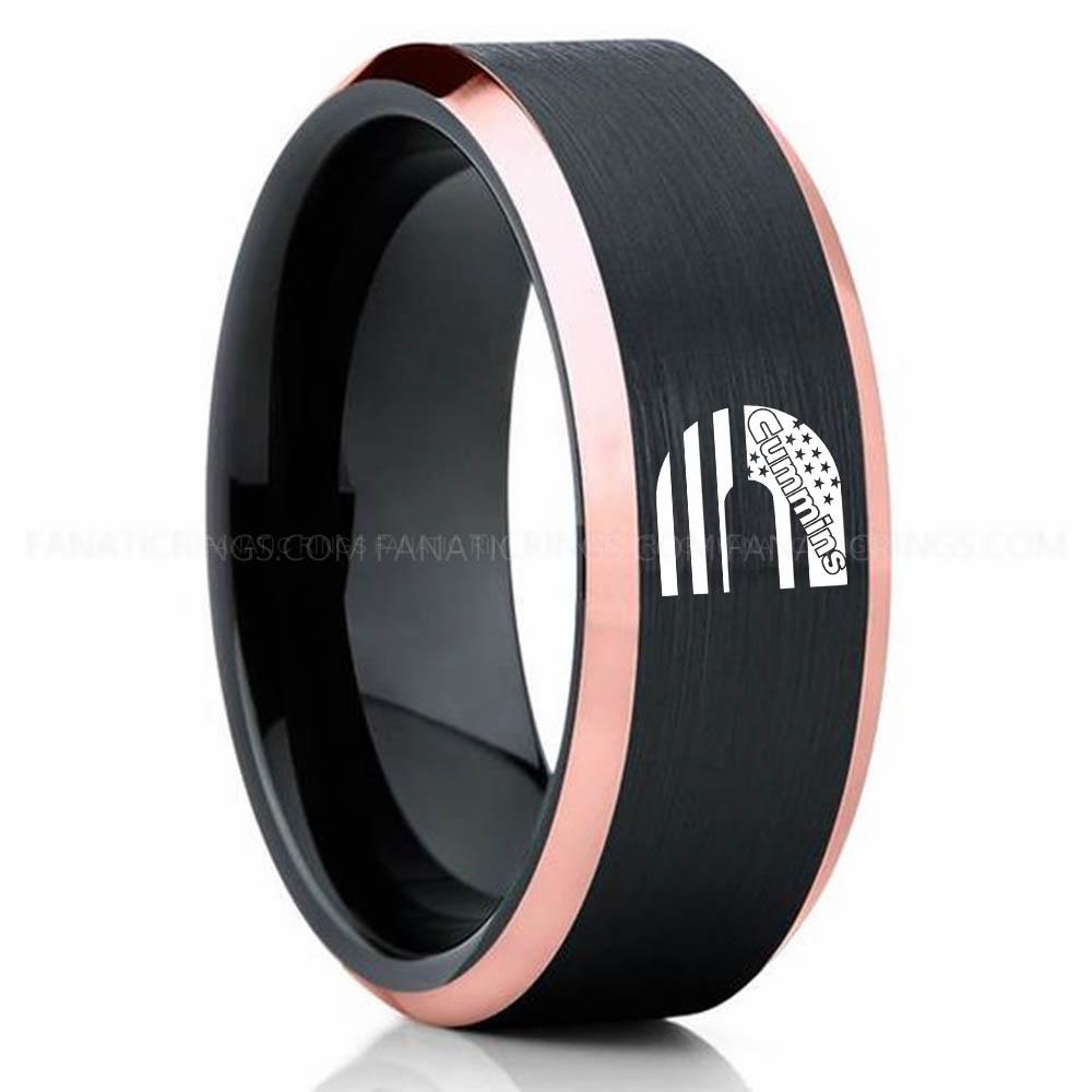CUMMINS 2 Black Pink 3 Cummins Ring, Engine Ring, Trucker Ring, Cummins Wedding Band, Cummins Wedding Ring - Image 1