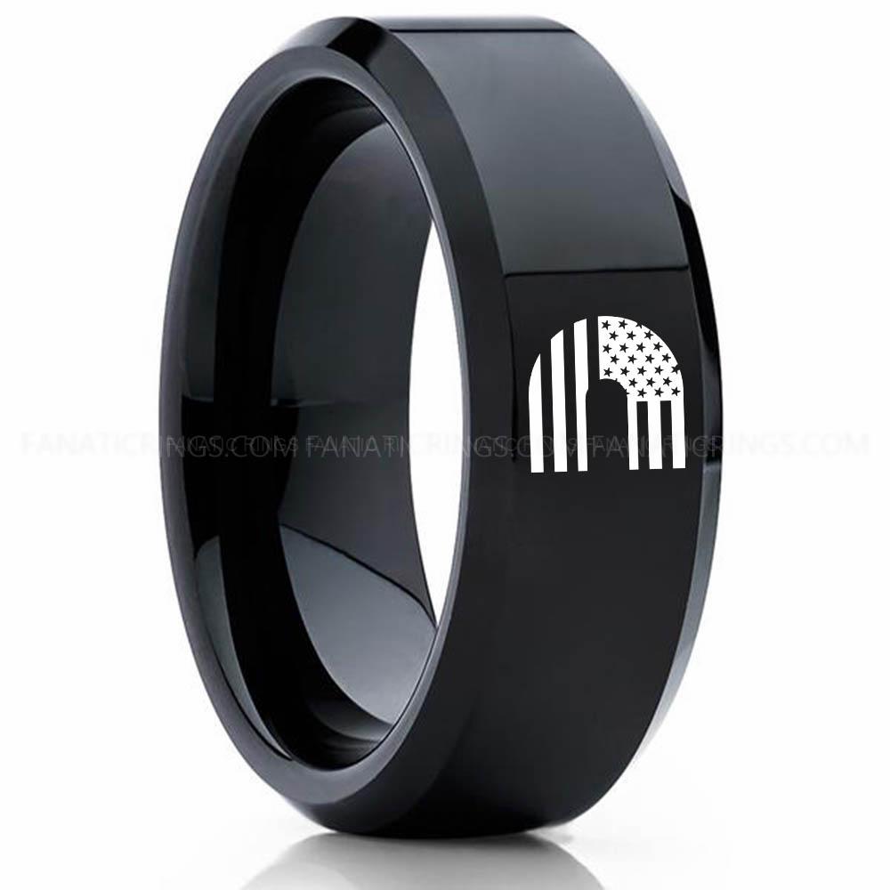 CUMMINS 3 Black 2 Cummins Ring, Engine Ring, Trucker Ring, Cummins Wedding Band, Cummins Wedding Ring - Image 1