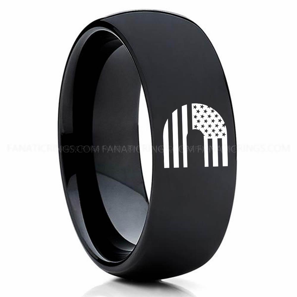 CUMMINS 3 Black 3 Cummins Ring, Engine Ring, Trucker Ring, Cummins Wedding Band, Cummins Wedding Ring - Image 1