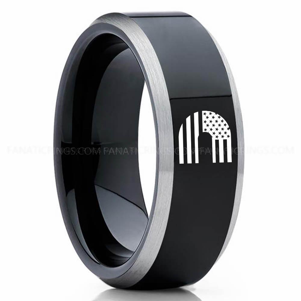 CUMMINS 3 Black Silver 2 Cummins Ring, Engine Ring, Trucker Ring, Cummins Wedding Band, Cummins Wedding Ring - Image 1