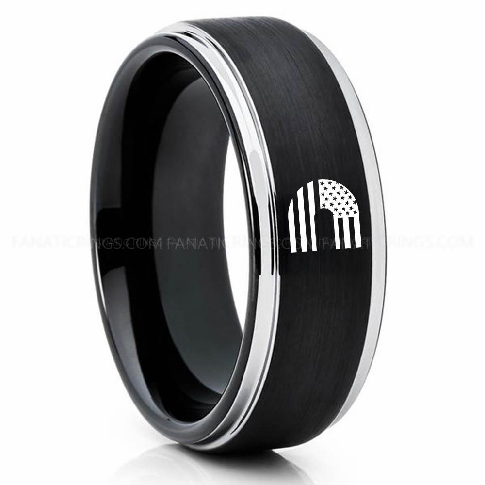 CUMMINS 3 Black Silver Cummins Ring, Engine Ring, Trucker Ring, Cummins Wedding Band, Cummins Wedding Ring - Image 1