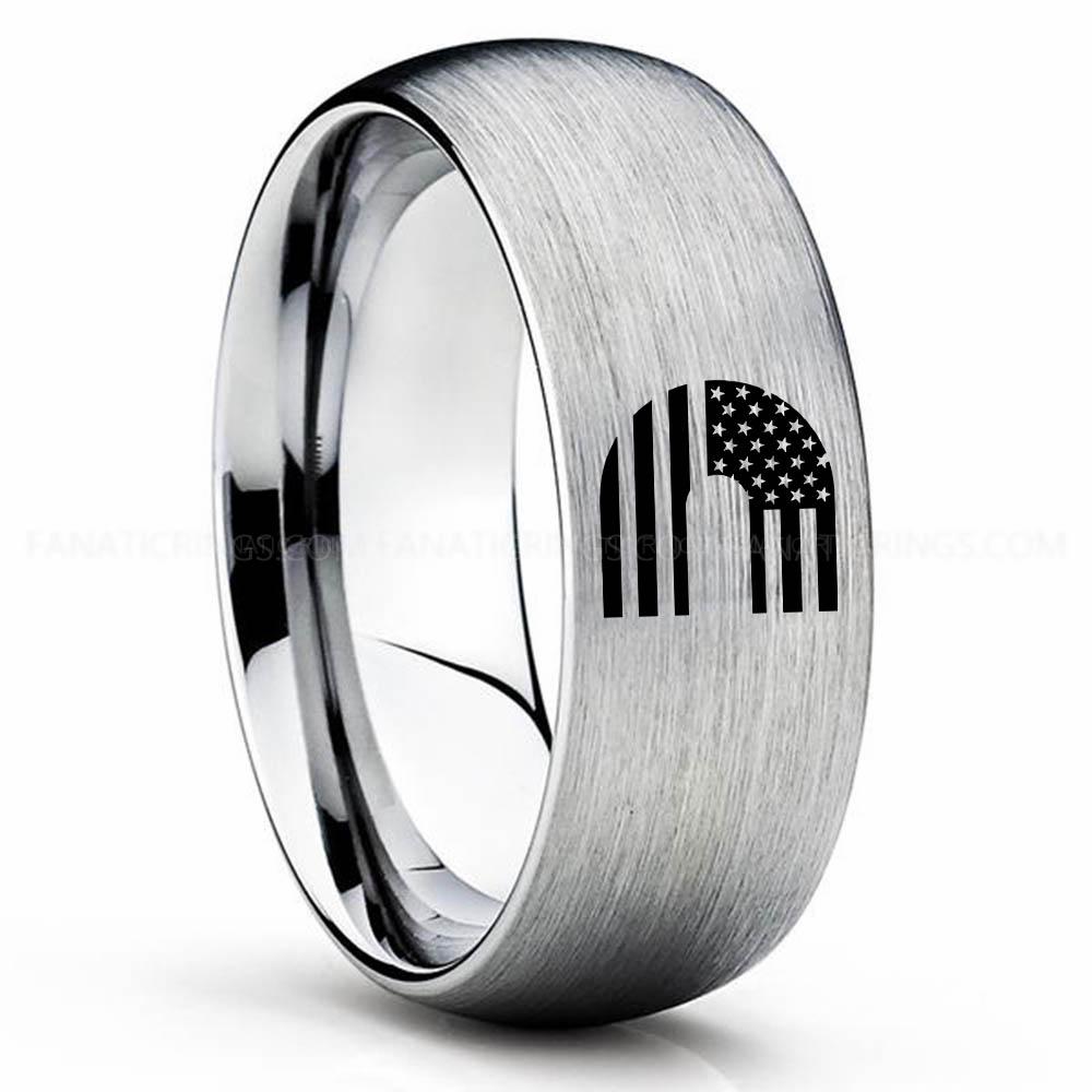 CUMMINS 3 Silver 2 Cummins Ring, Engine Ring, Trucker Ring, Cummins Wedding Band, Cummins Wedding Ring - Image 1