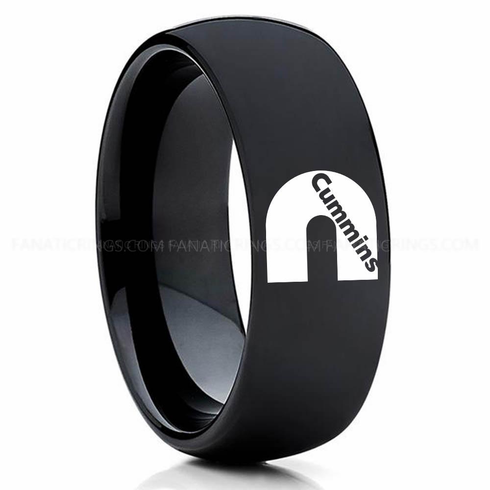 CUMMINS Black 3 Cummins Ring, Engine Ring, Trucker Ring, Cummins Wedding Band, Cummins Wedding Ring - Image 1